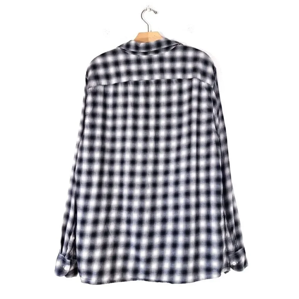 ABERCROMBIE & Fitch Boyfriend Fit Oversized Button Down Shirt in Black Plaid XL